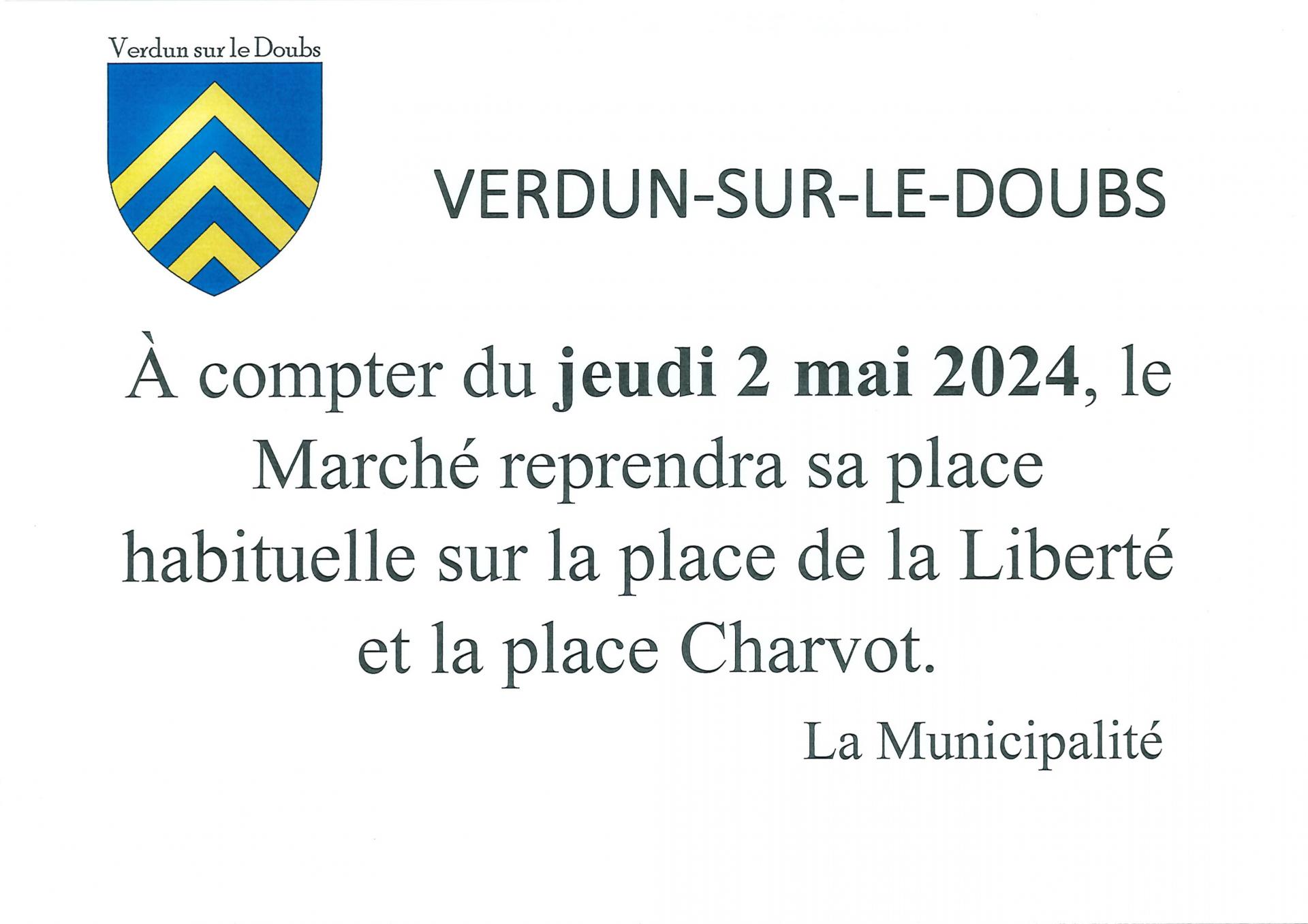 Verdun/Doubs - le Marché de retour places de la liberté et Charvot